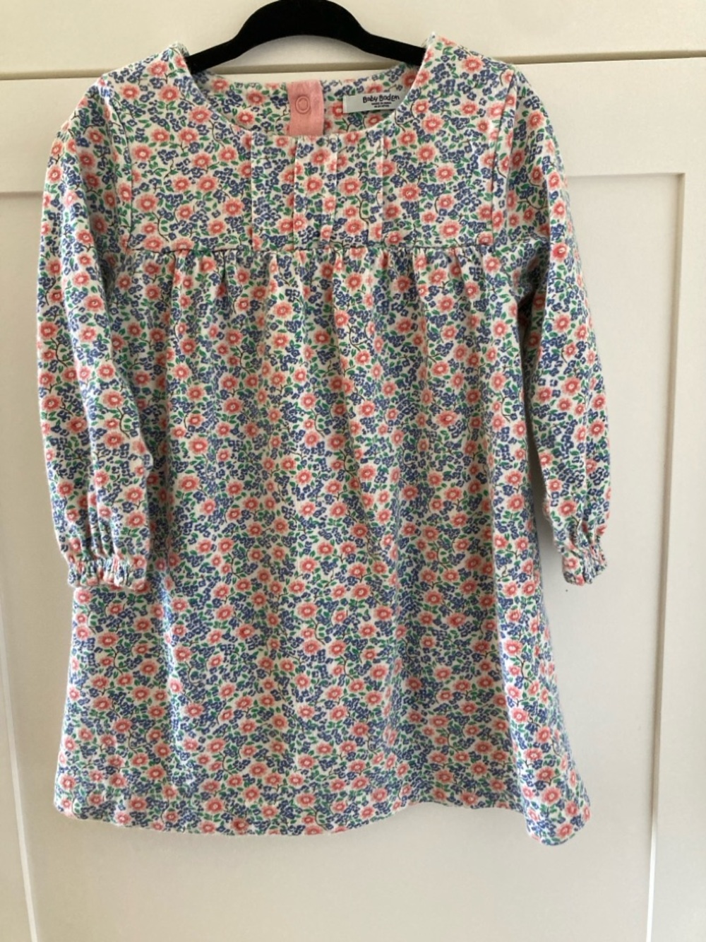 Baby Mini Boden  Floral Long-Sleeve Cotton Knit Dress 24m